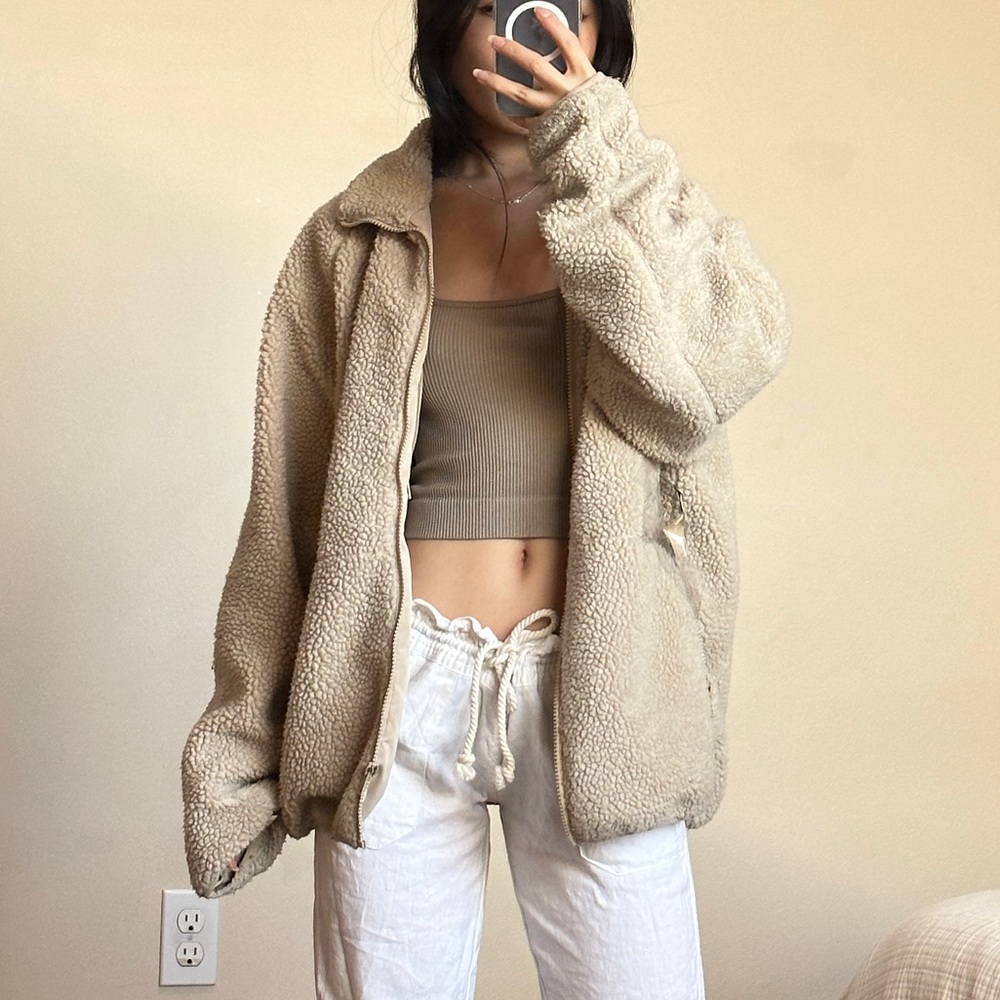 Brandy Melville Sherpa Teddy Zipper Jacket